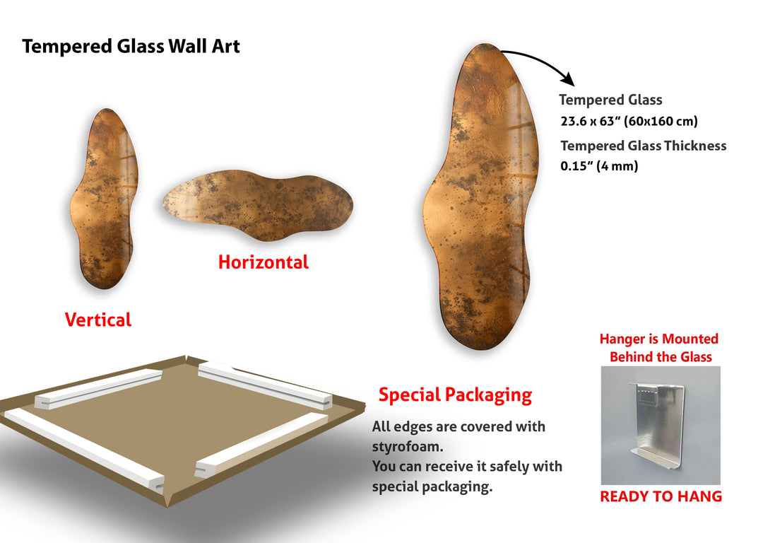 Bronze Color Abstract Irregular Glass Wall Art, art glass wall art, glass wall art pictures
