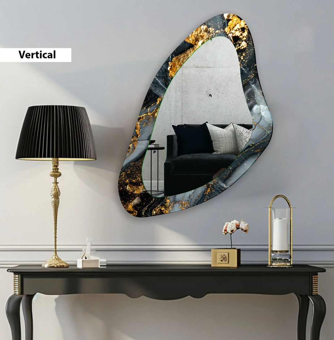 Golden Accent Entryway Glass Wall Mirror - MyPhotoStation