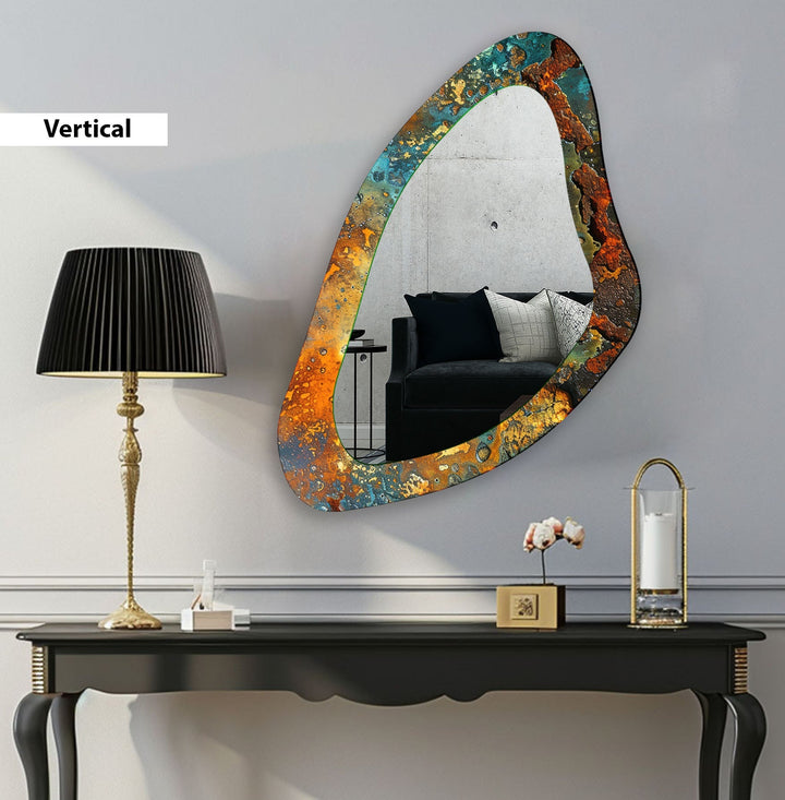 Moderner grüner asymmetrischer Wandspiegel