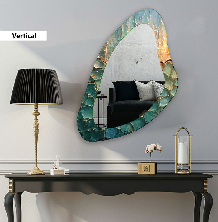 Dekorativer grüner asymmetrischer Wandspiegel
