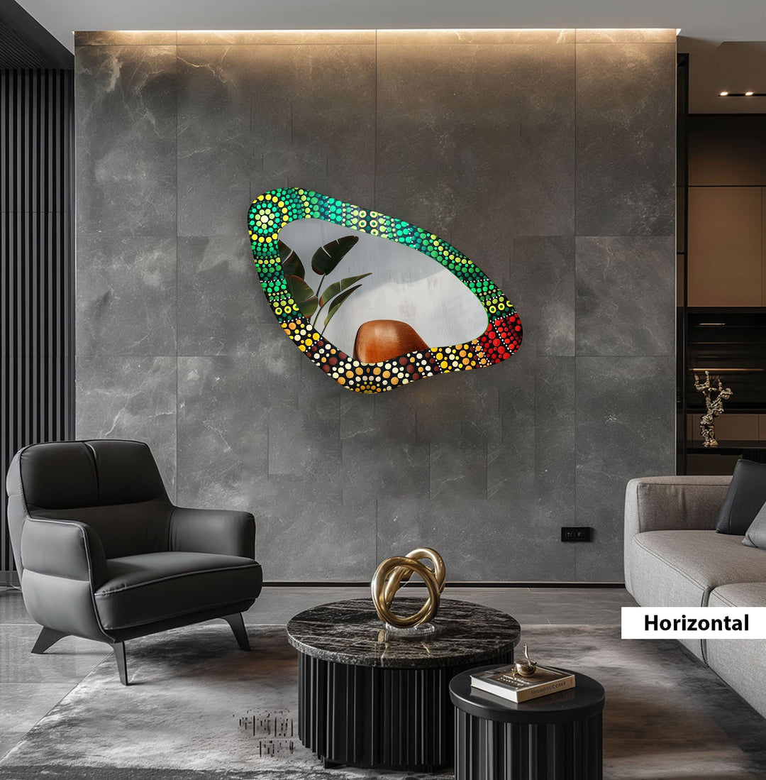 Decorative wall mirror with a contemporary design, perfect for adding elegance to any space
