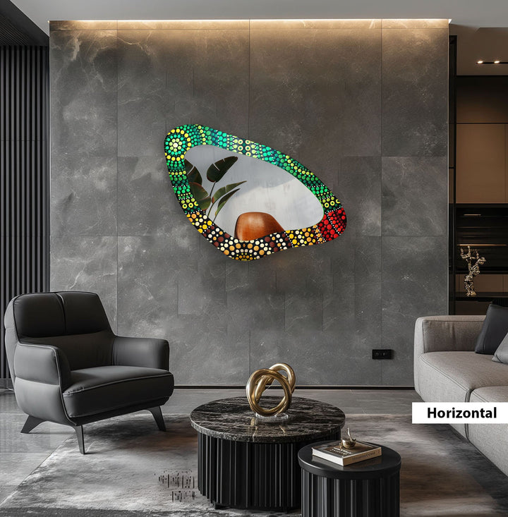 Decorative wall mirror with a contemporary design, perfect for adding elegance to any space
