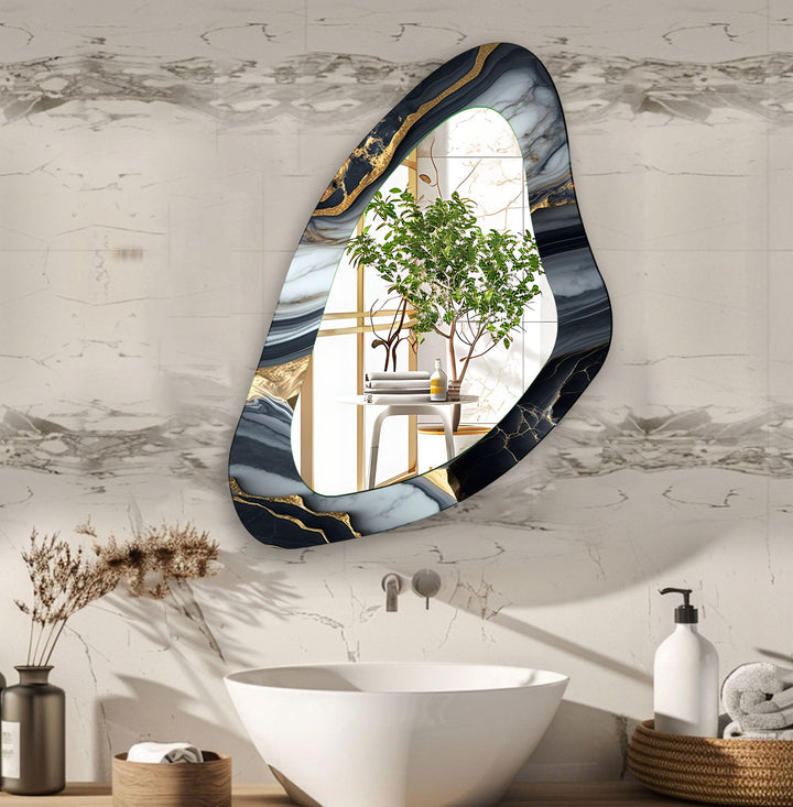 Decorative wall mirror with unique shapes and reflective surfaces for a chic statement
