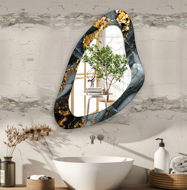 Golden Accent Entryway Glass Wall Mirror - MyPhotoStation