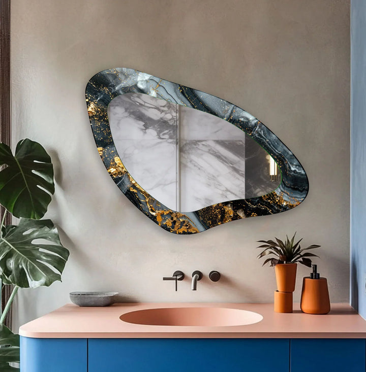Golden Accent Entryway Glass Wall Mirror - MyPhotoStation