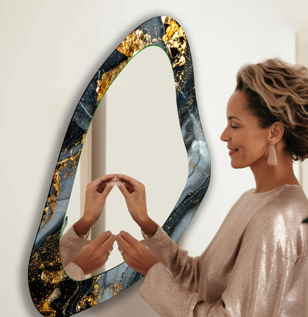 Golden Accent Entryway Glass Wall Mirror - MyPhotoStation