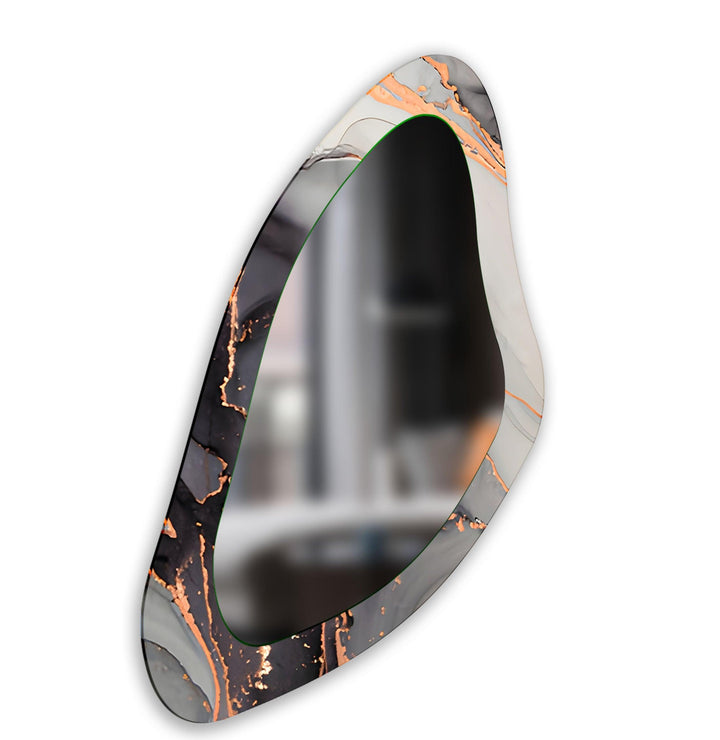 Grauer moderner asymmetrischer Wandspiegel aus Glas