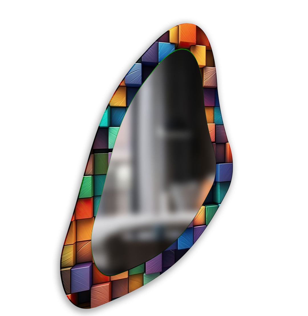 Farbenfroher, moderner, ästhetischer Wandspiegel aus Glas