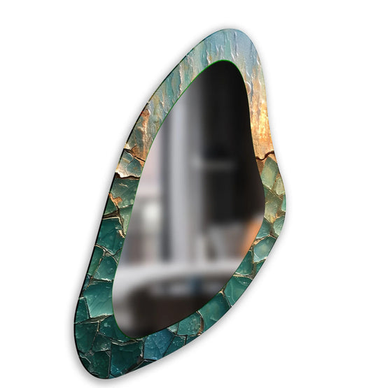 Decorative Green Asymmetrical Wall Mirror - MyPhotoStation