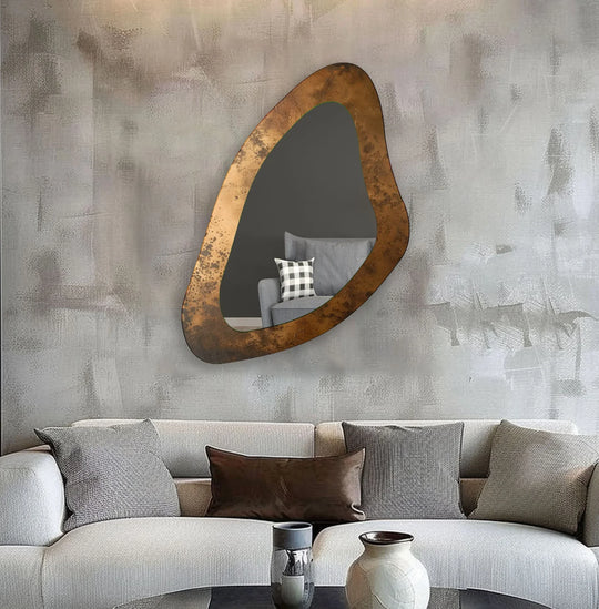Vivid Copper Color Asymmetrical Wall Mirror - MyPhotoStation