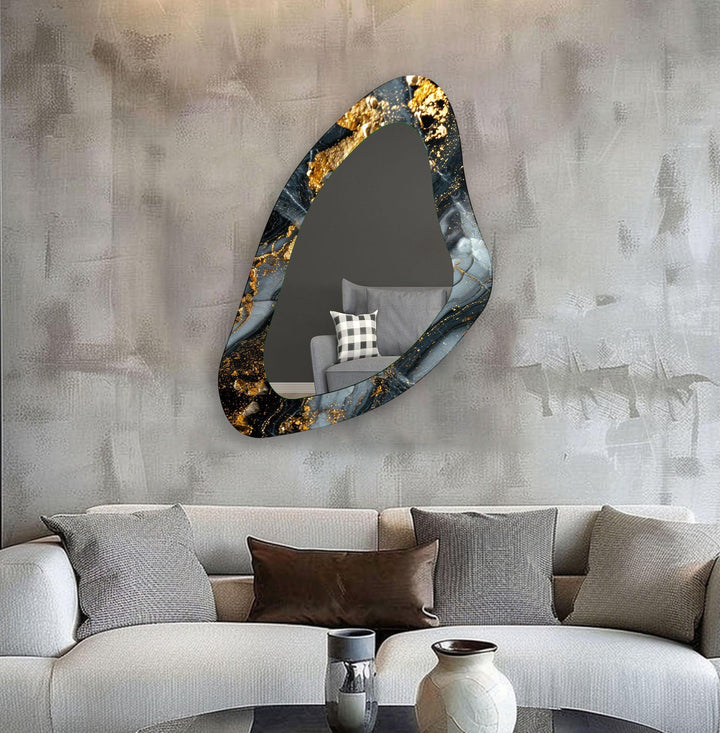 Golden Accent Entryway Glass Wall Mirror - MyPhotoStation
