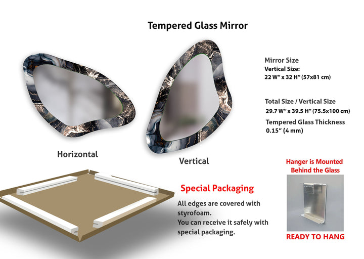 Grey Modern Aesthetic Glass Wall Mirror