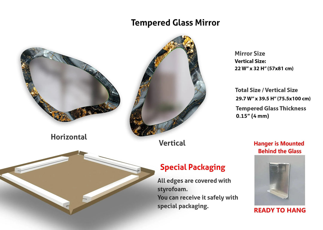 Golden Accent Entryway Glass Wall Mirror - MyPhotoStation