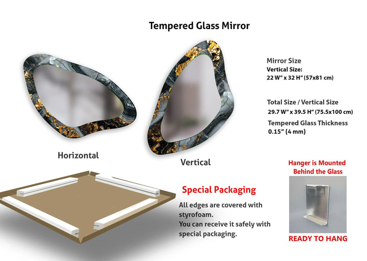 Golden Accent Entryway Glass Wall Mirror - MyPhotoStation