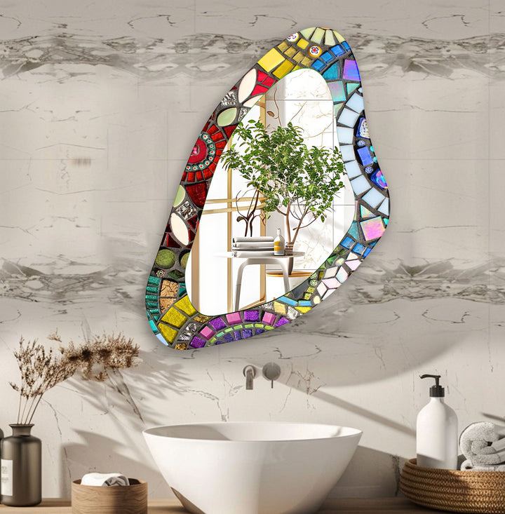 Mirror wall decor combining reflective surfaces and artistic shapes for a stunning focal point
