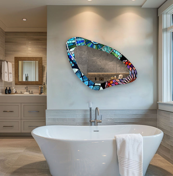 Mirrored wall art showcasing creative patterns and reflective designs for a contemporary touch
