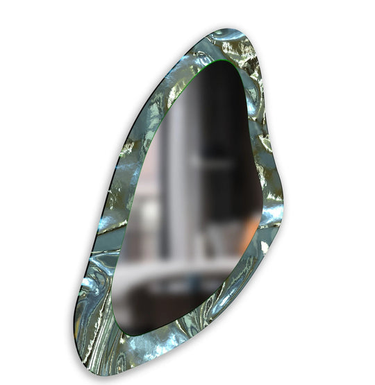 Reflecting serenity, the green decorative wall mirror evokes a calm mood with its fluid shape, creating a unique mirror for wall decor and tranquil atmosphere.