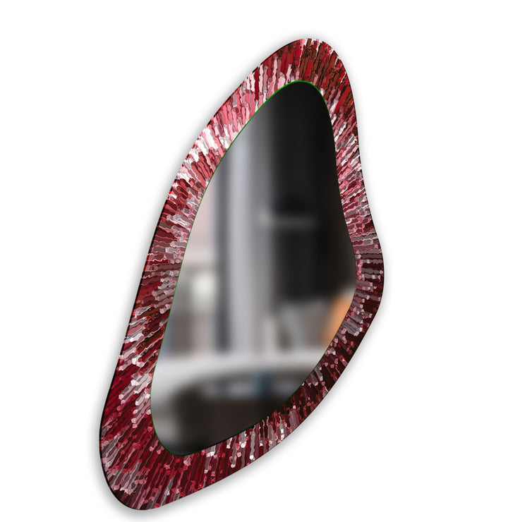 Roter asymmetrischer großer Glaswandspiegel