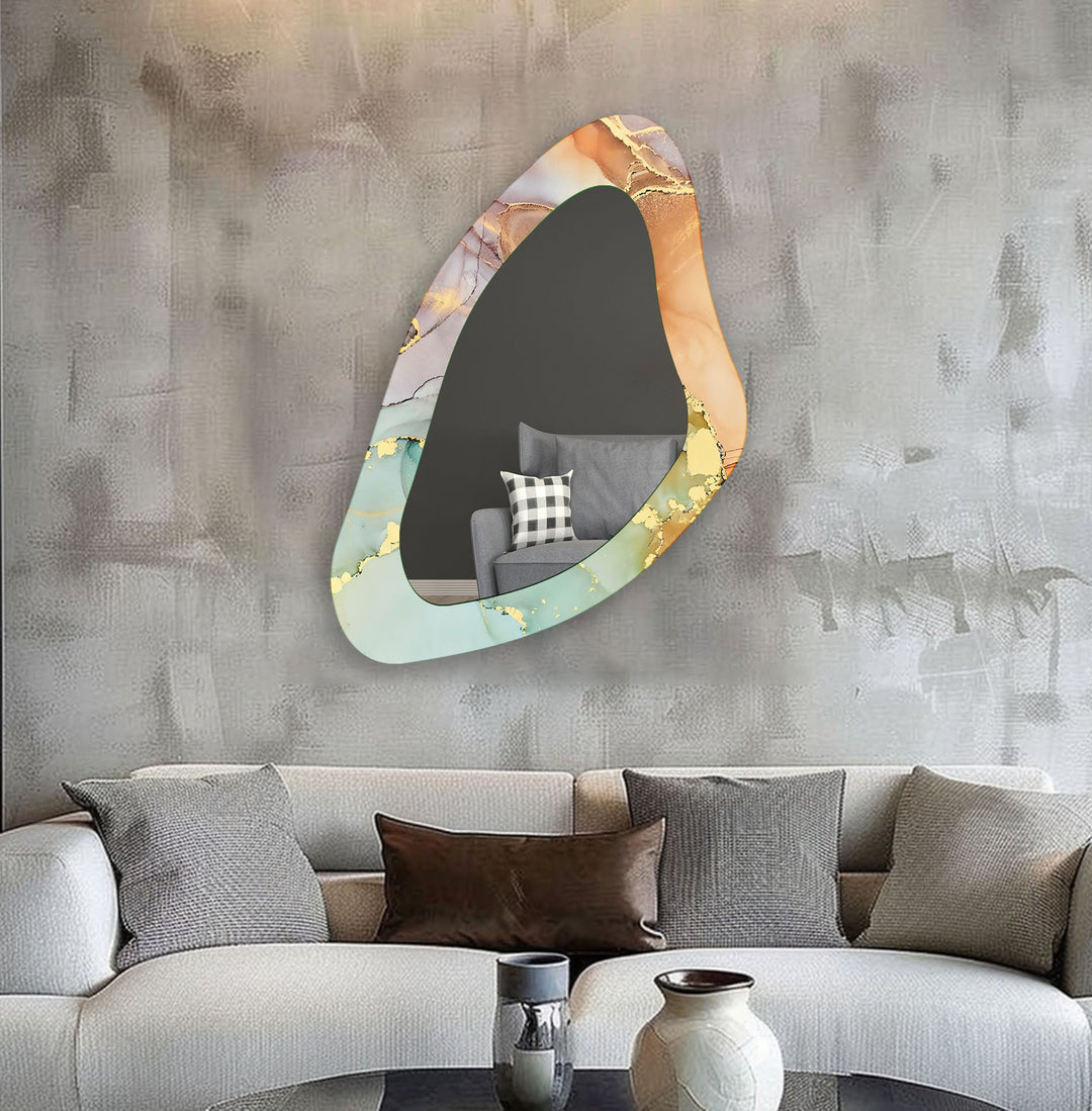 Mirror wall art inspired by abstract forms, perfect for adding a touch of artistic charm
