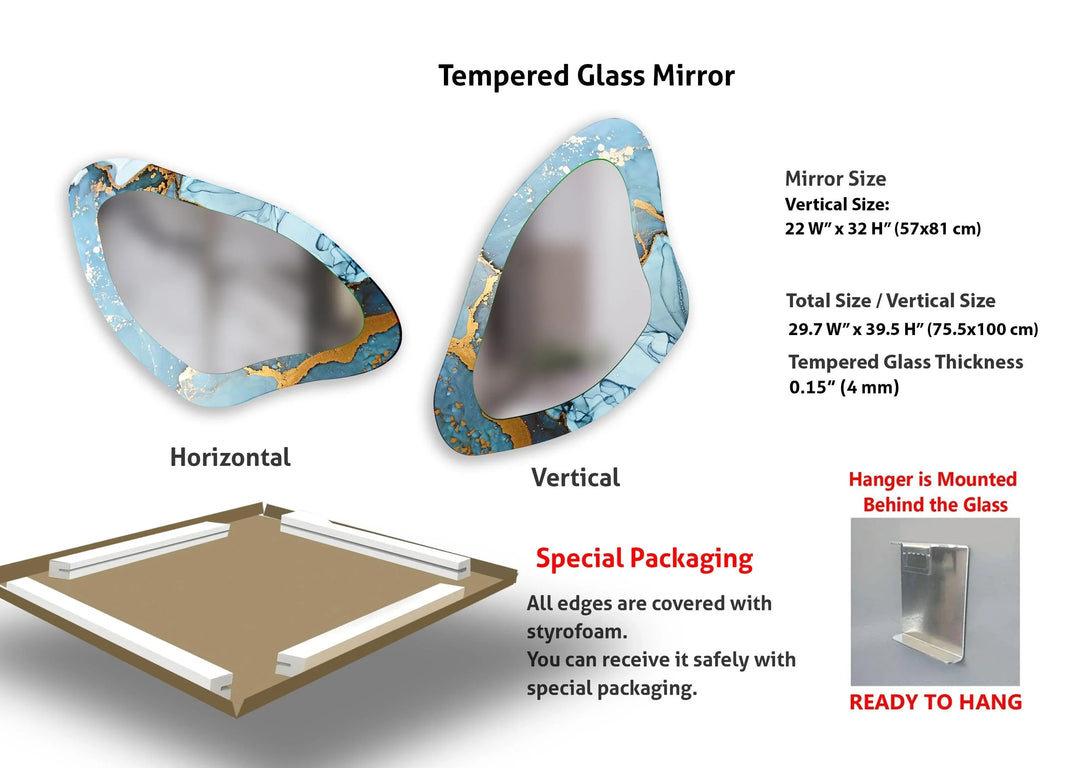 Blue Large Decorative Glass Wall Mirror - MyPhotoStation