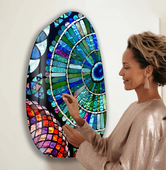 Siobhan Allen Mosaics Irregular Glass Wall Art, picture on glass wall art, photos printed on glass

