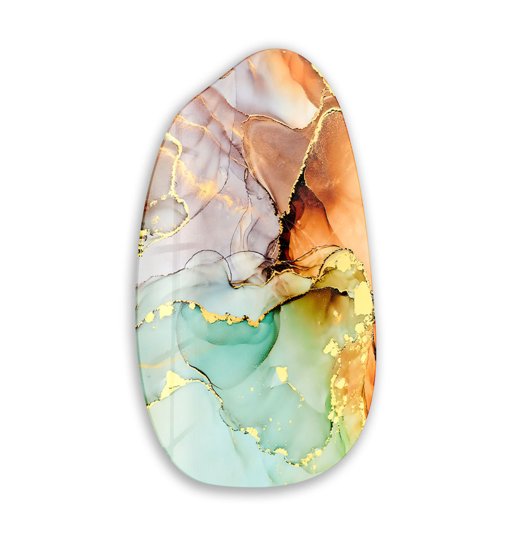 Abstract Green Fluid Irregular Glass Wall Art, glass pictures for Wall, glass prints wall art
