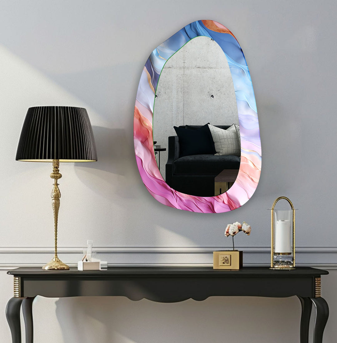 Mirror wall decor combining reflective surfaces and artistic shapes for a stunning focal point
