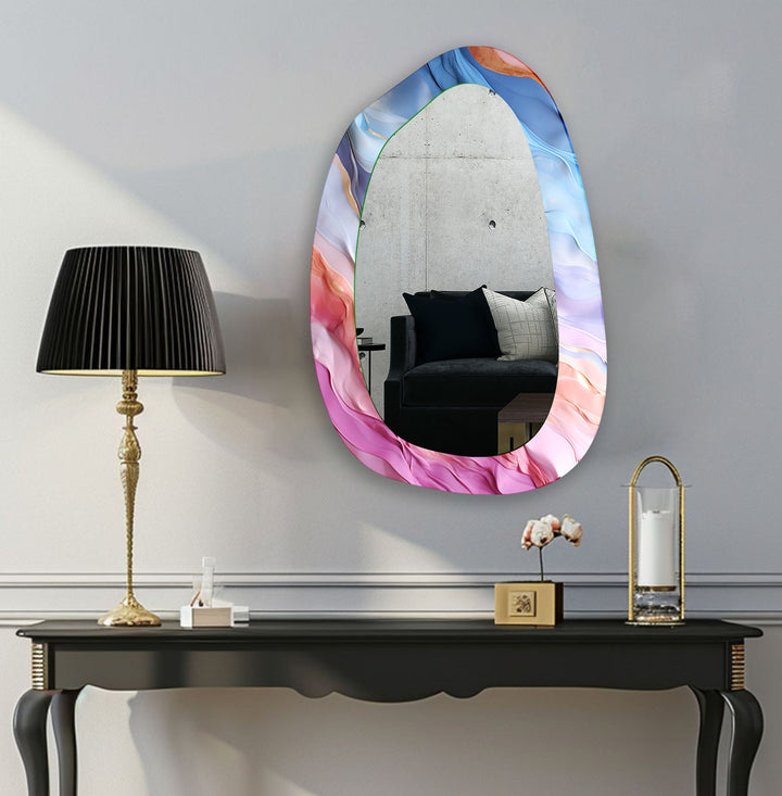 Mirror wall decor combining reflective surfaces and artistic shapes for a stunning focal point
