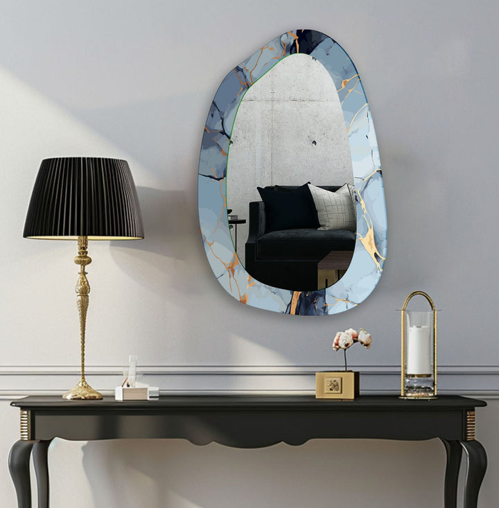 Decorative wall mirror blending artistic patterns with modern functionality for a unique look
