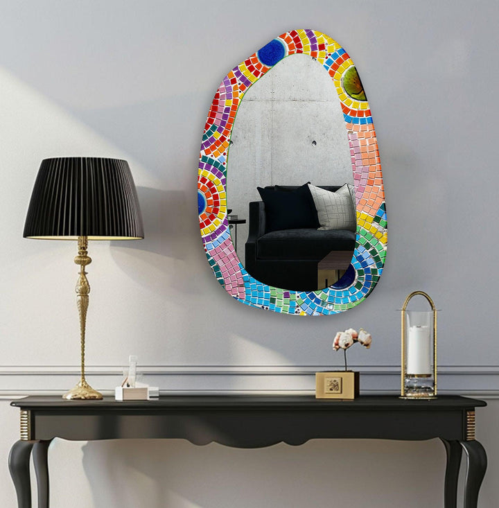 Decorative wall mirror with intricate detailing, perfect for enhancing any interior space
