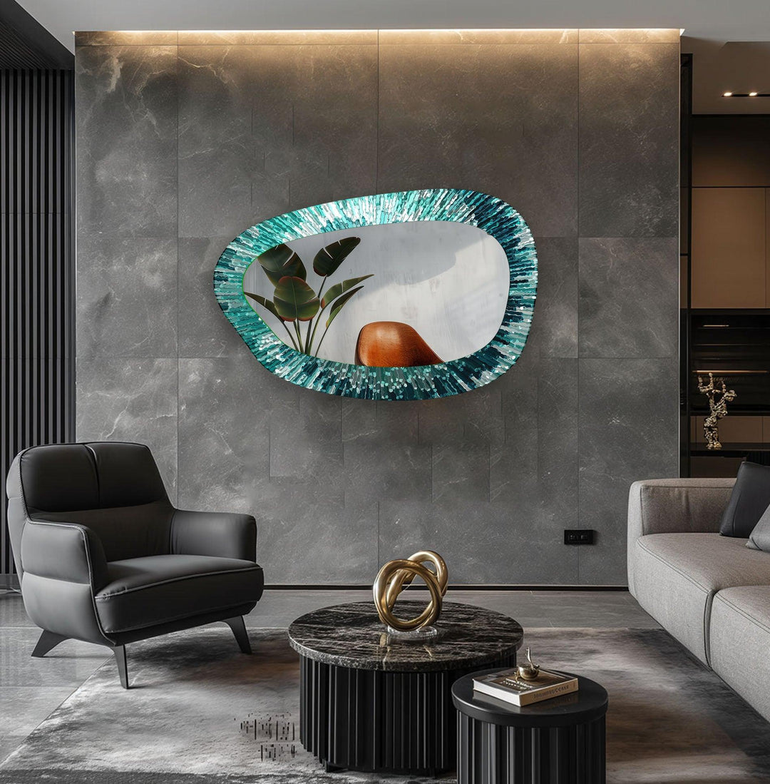 Mirror wall art inspired by geometric designs, adding sophistication to any decor style
