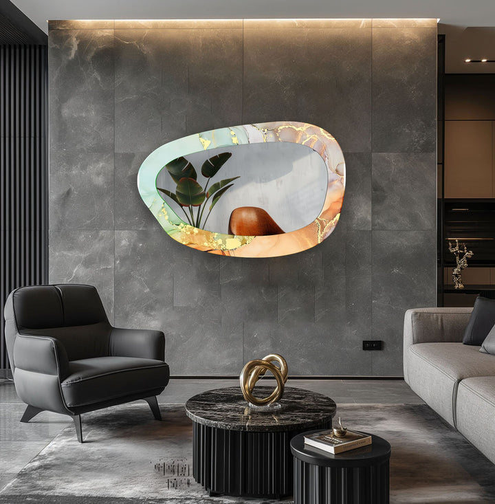 Mirror wall art inspired by geometric designs, adding sophistication to any decor style
