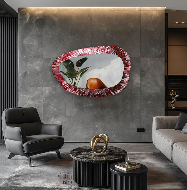 Decorative wall mirror with a contemporary design, perfect for adding elegance to any space
