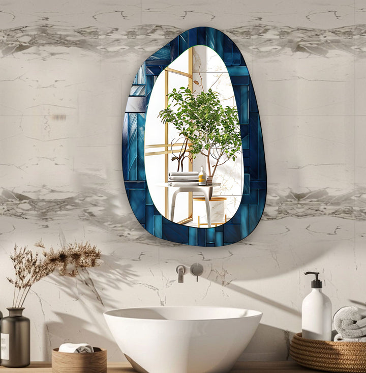 Mosaikfliesen Großer Badezimmer-Wandspiegel aus Glas