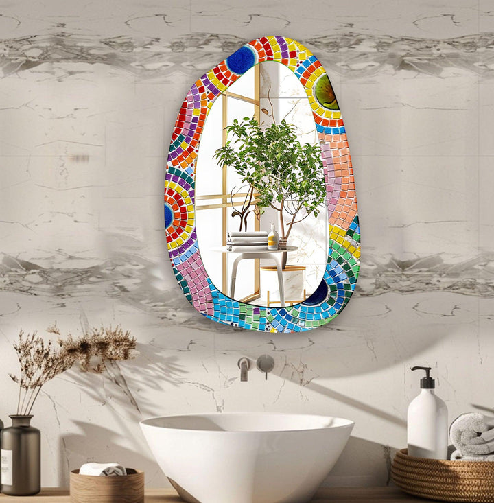 Mirrored wall art inspired by geometric elegance, perfect for adding depth and dimension
