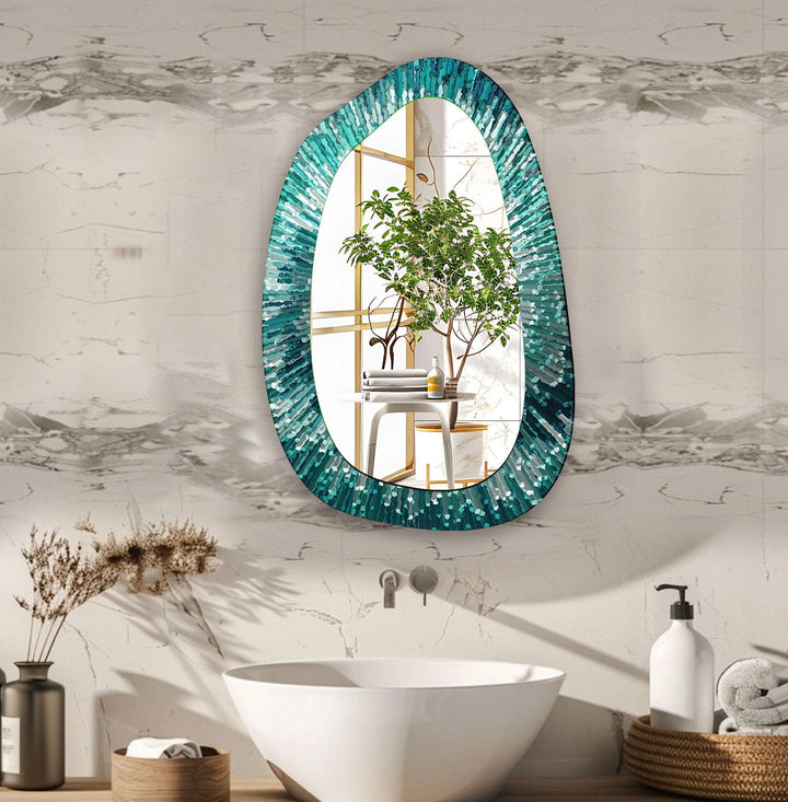 Decorative wall mirror blending artistic patterns with modern functionality for a unique look
