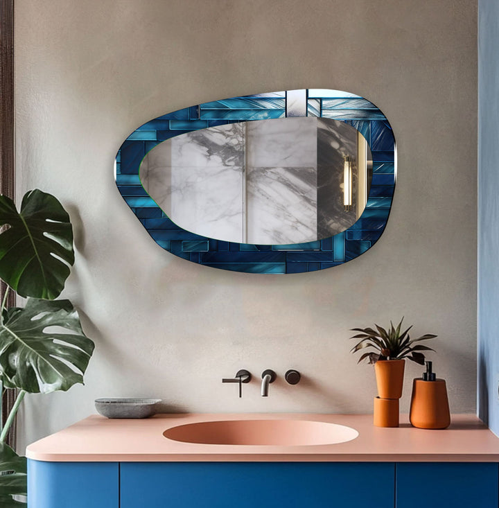 Mosaikfliesen Großer Badezimmer-Wandspiegel aus Glas