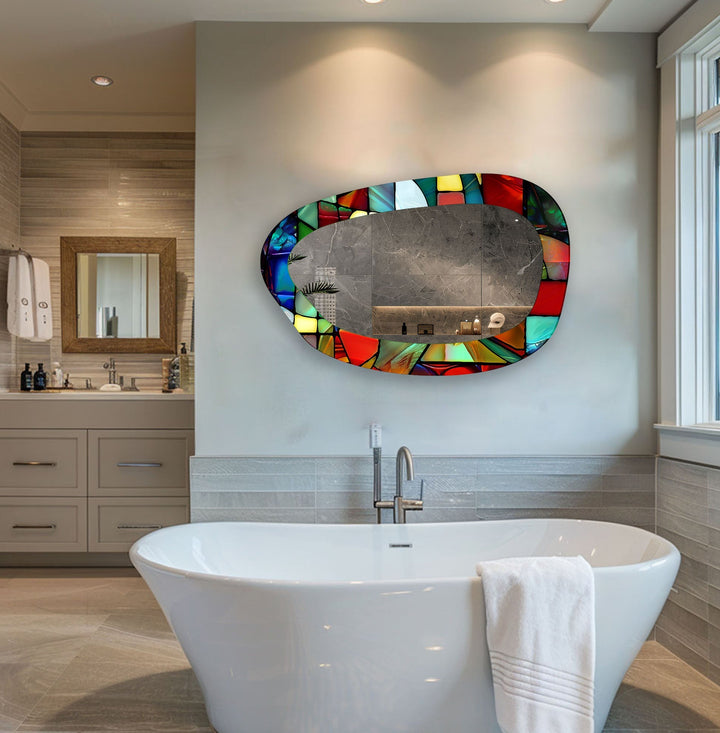 Mirrored wall art inspired by geometric elegance, perfect for adding depth and dimension

