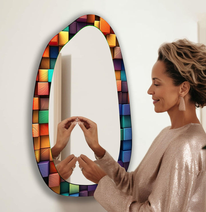 Mirrored wall art crafted with bold patterns for a modern and sophisticated touch
