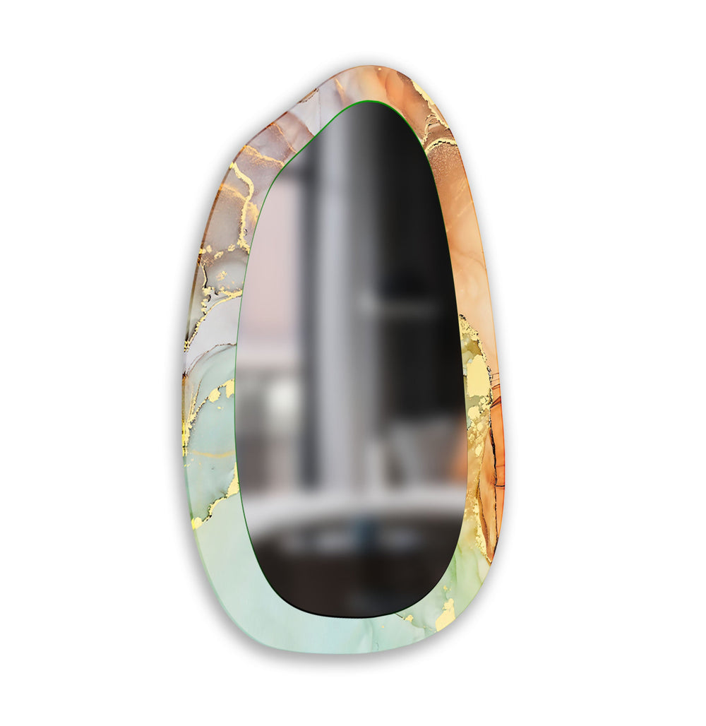 Mirror wall decor combining bold shapes and reflective surfaces to create a striking focal point
