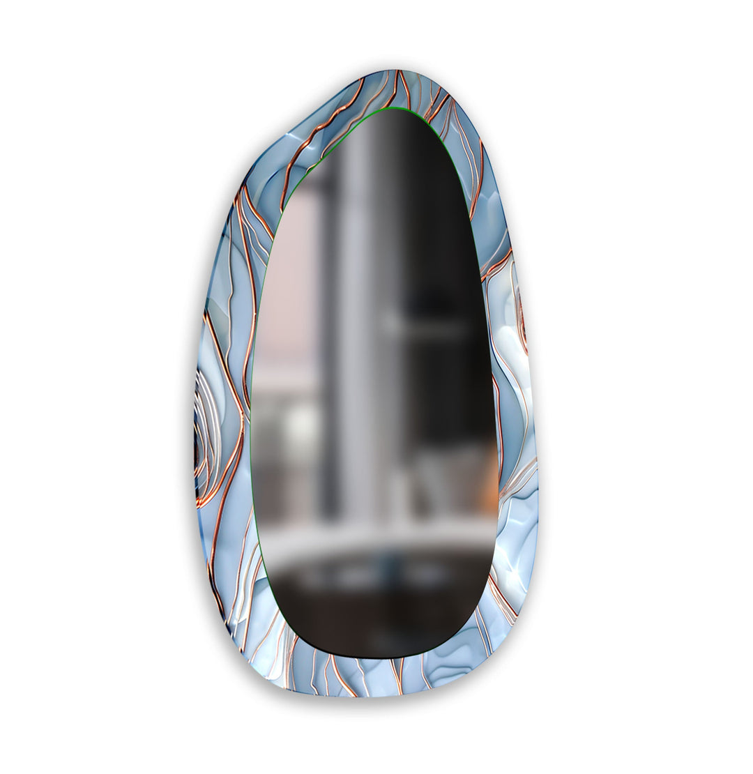 Blue Abstract Aesthetic Glass Wall Mirror