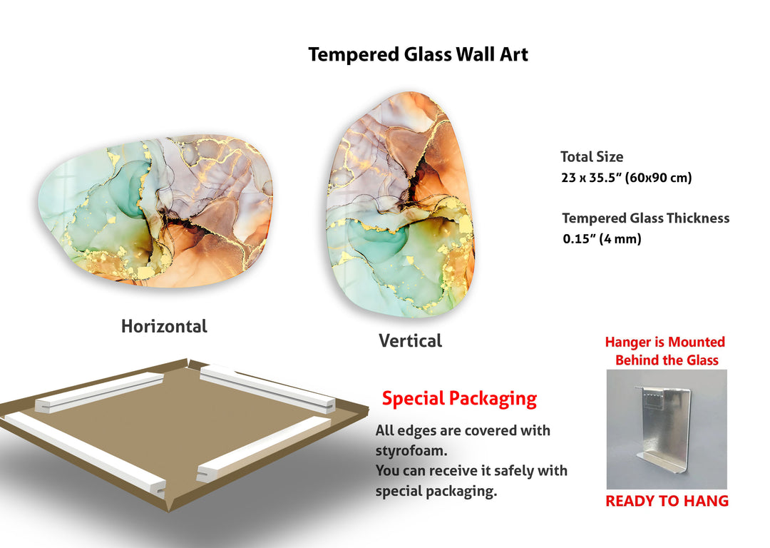 Abstract Green Fluid Irregular Glass Wall Art, custom glass pictures, glass art prints
