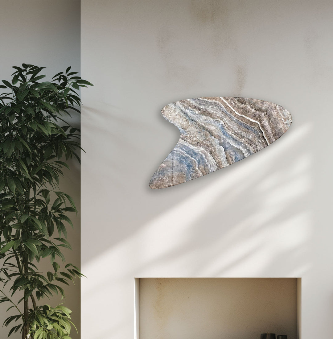 Blue & Beige Marble Irregular Glass Wall Art, glass image printing, glass prints from photos
