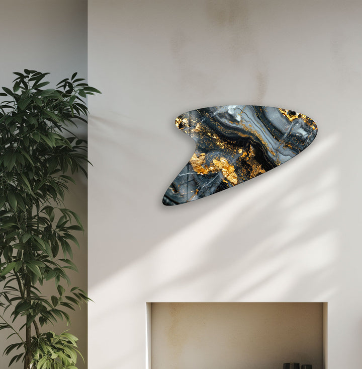 Modern Gold Marble Glass Wall Art, glass pictures for Wall, glass prints wall art
