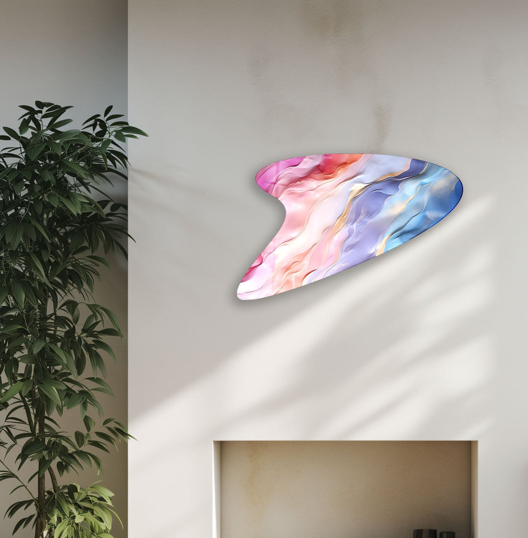Modern Pink Abstract Glass Wall Art, glass art painting, glass art for the Wall

