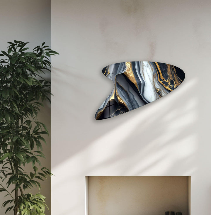 Gold Marble Modern Glass Wall Art, photo print on glass, prints on glass wall art
