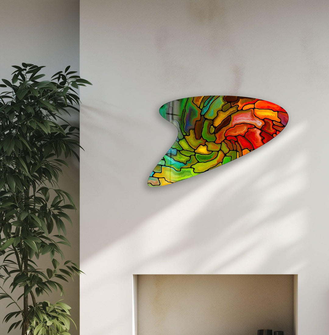 Green Stained Modern Irregular Glass Wall Art, art glass wall art, glass wall art pictures
