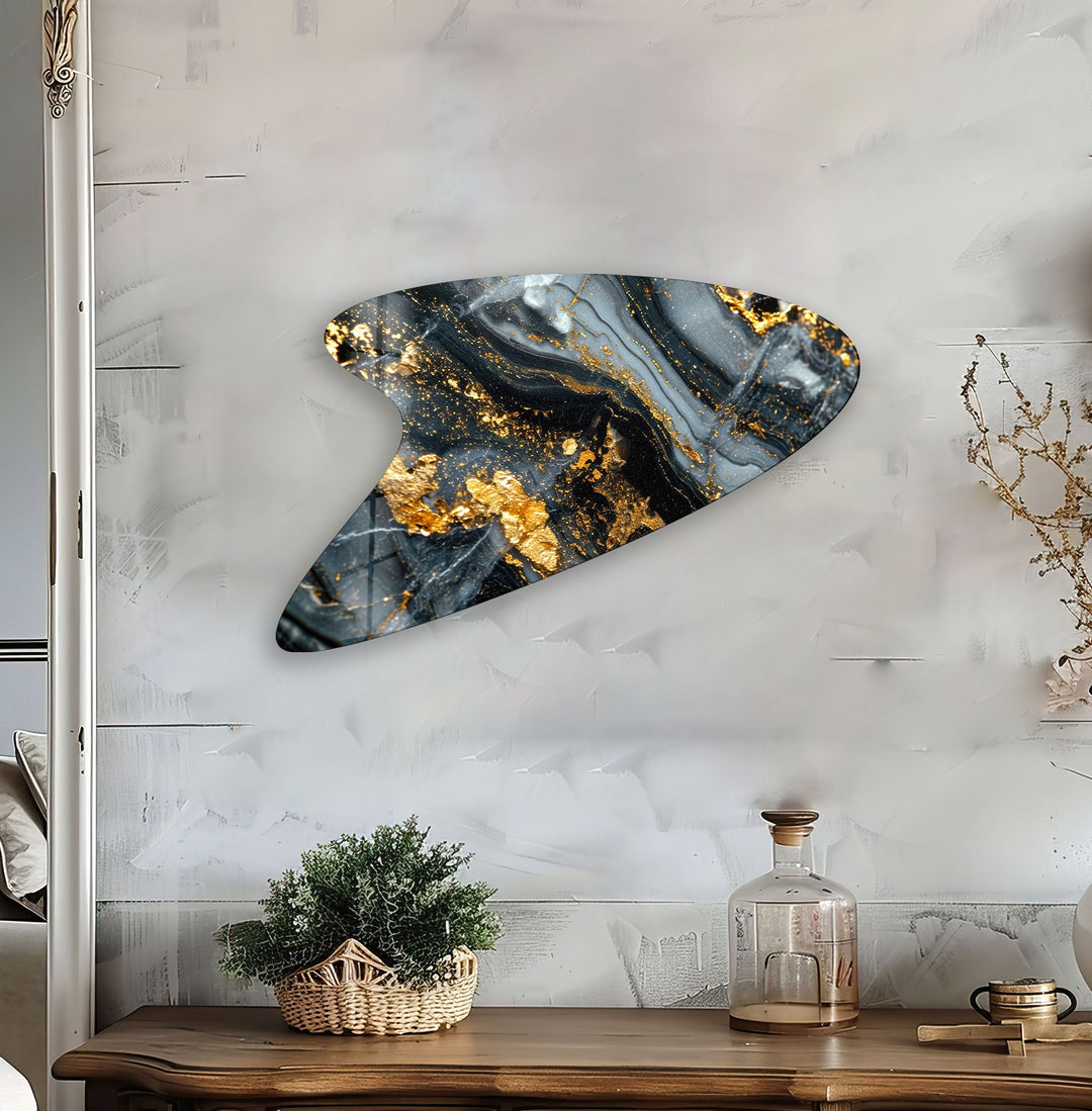 Modern Gold Marble Glass Wall Art, glass art painting, glass art for the Wall
