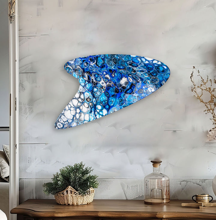 Modern Blue Marbled Glass Wall Art, glass image printing, glass prints from photos
