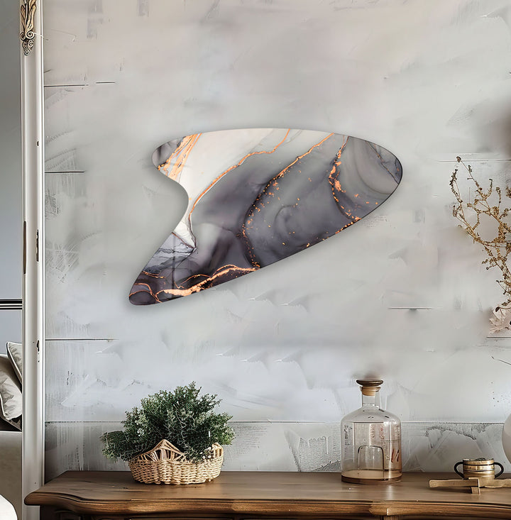 Modern Grey Alcohol Ink Glass Wall Art, glass art painting, glass art for the Wall

